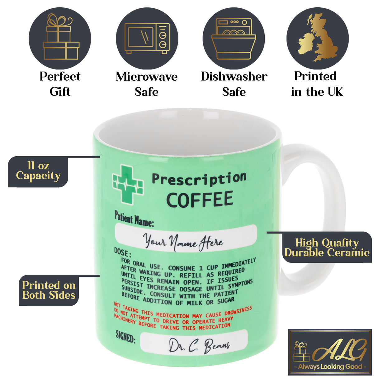 Personalised Prescription Coffee Mug and Coaster Filled Gift Set - Always Looking Good -