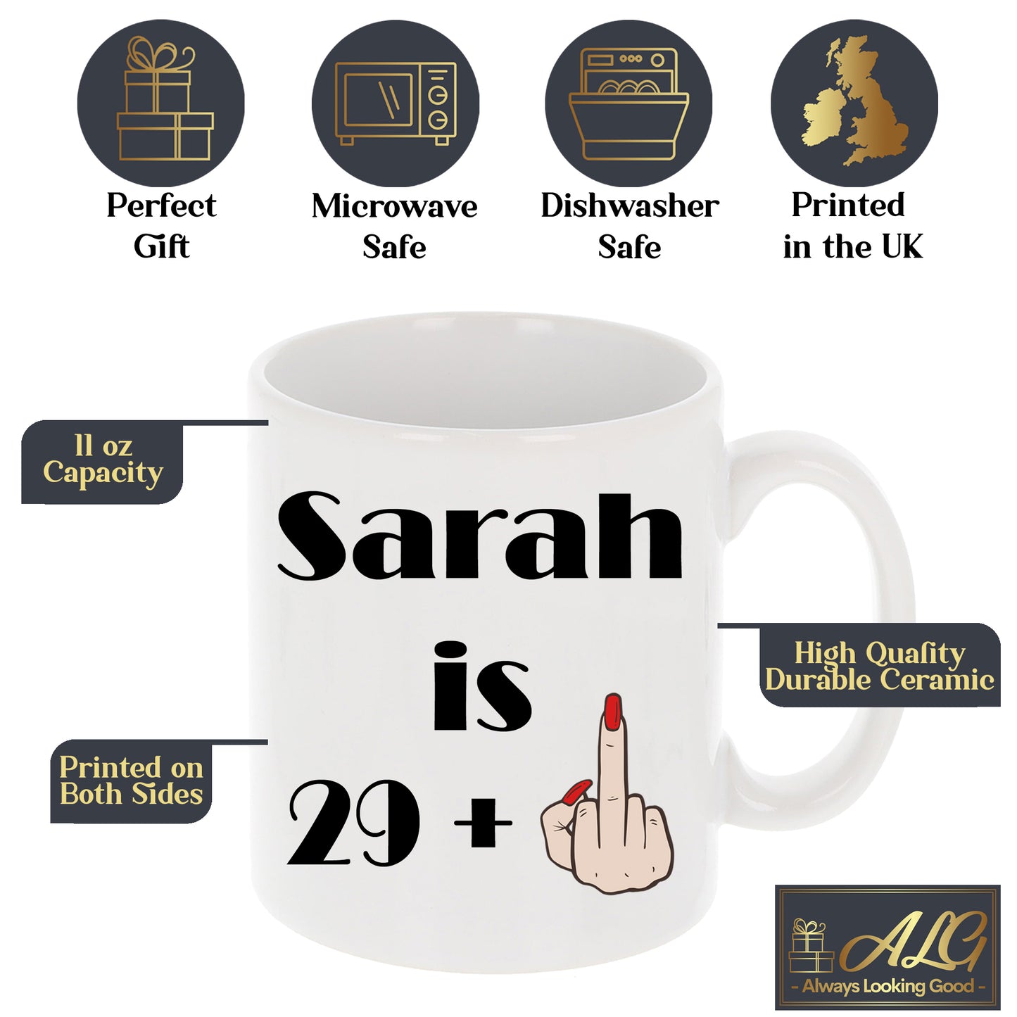 Personalised Age + Middle Finger Birthday Mug Gift Set - Always Looking Good -