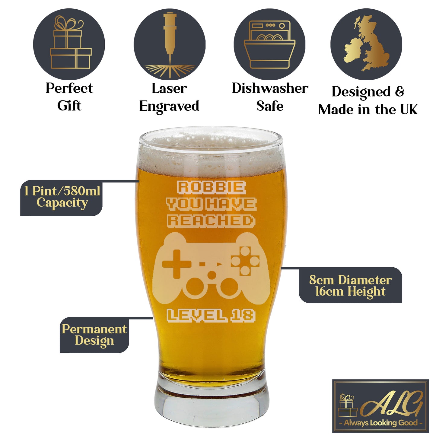 Personalised Gamer Pint Gift Set - Always Looking Good -
