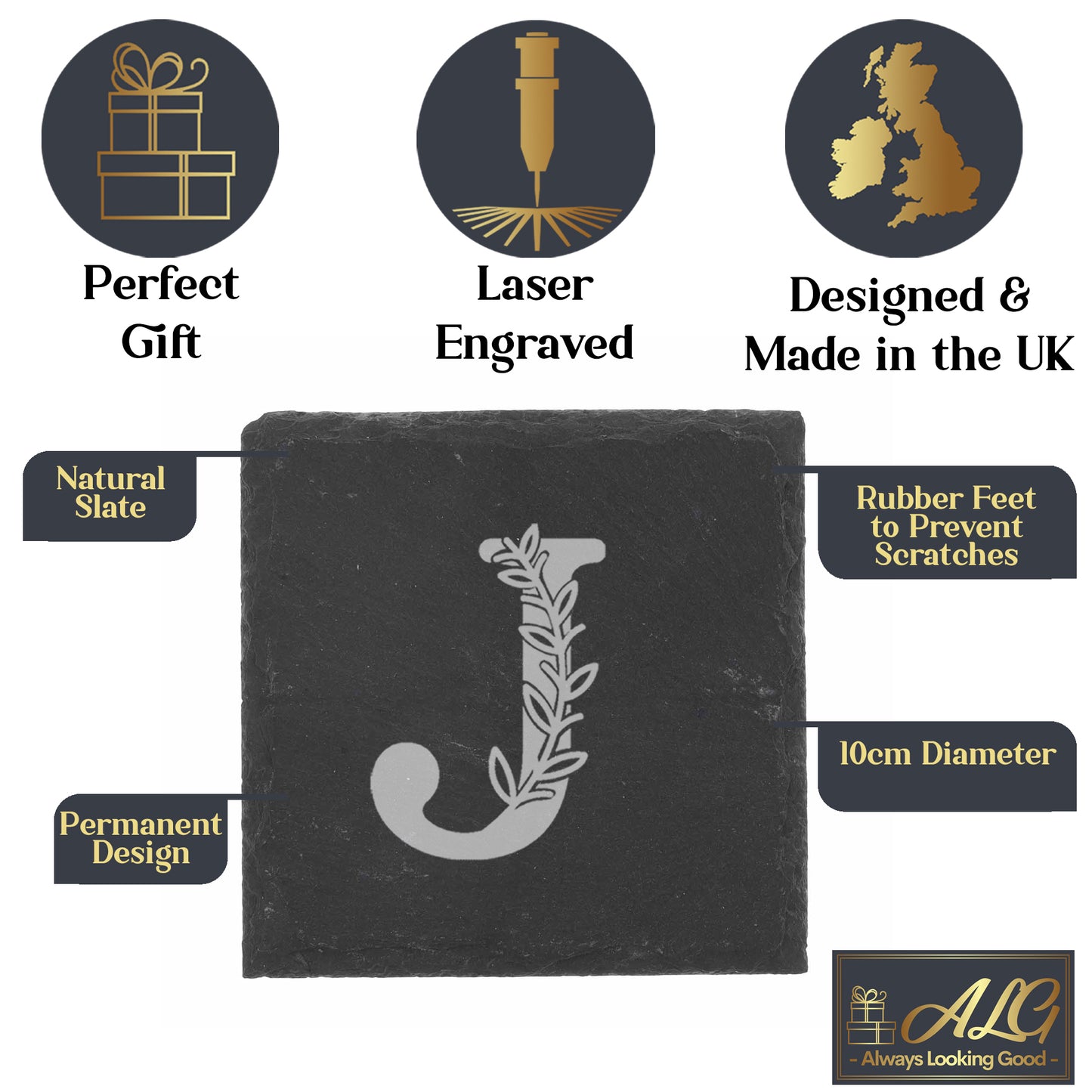 Personalised Engraved Monogram Initial Design Wine Glass and/or Coaster Gift - Always Looking Good -