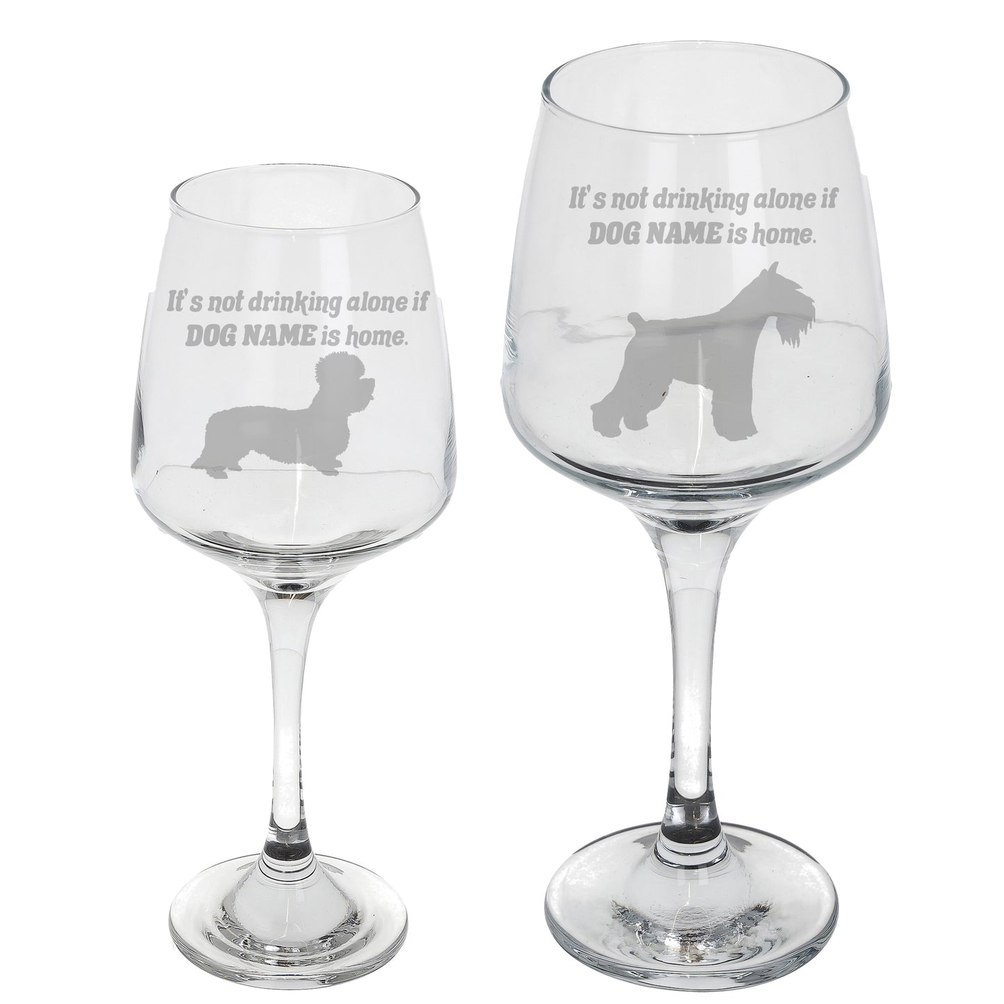 Wine Glass Engraved with Personalised Any Dog Breed - Always Looking Good - Large - Empty Glass