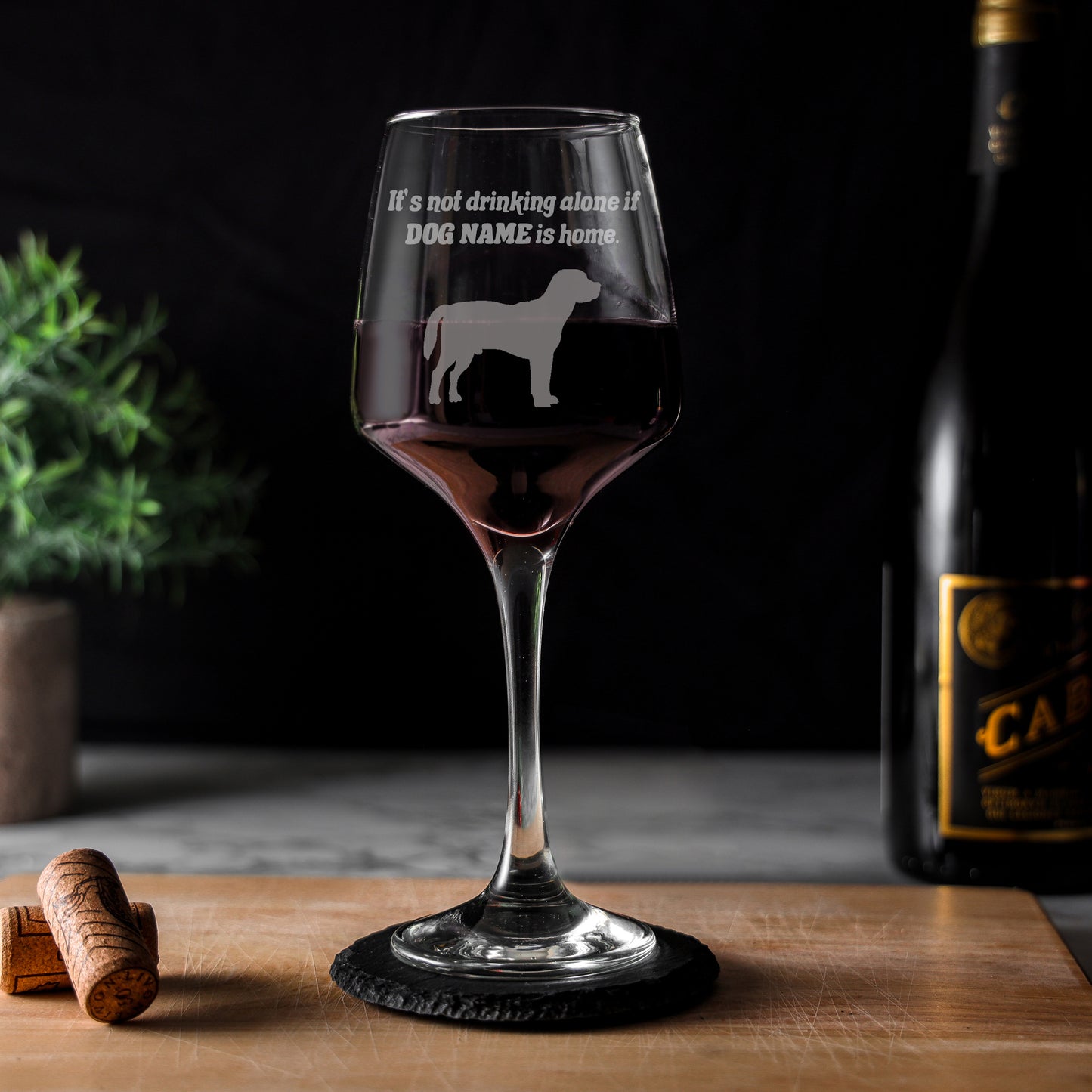Wine Glass Engraved with Personalised Any Dog Breed - Always Looking Good - Large - Empty Glass