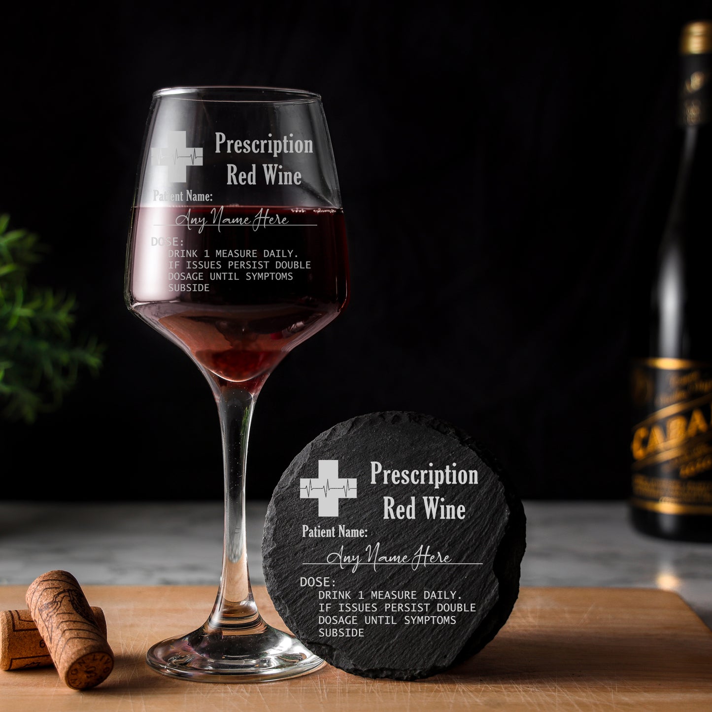 Personalised Engraved ANY GLASS ANY DRINK Prescription Design - Always Looking Good - Large Wine Glass Round Coaster