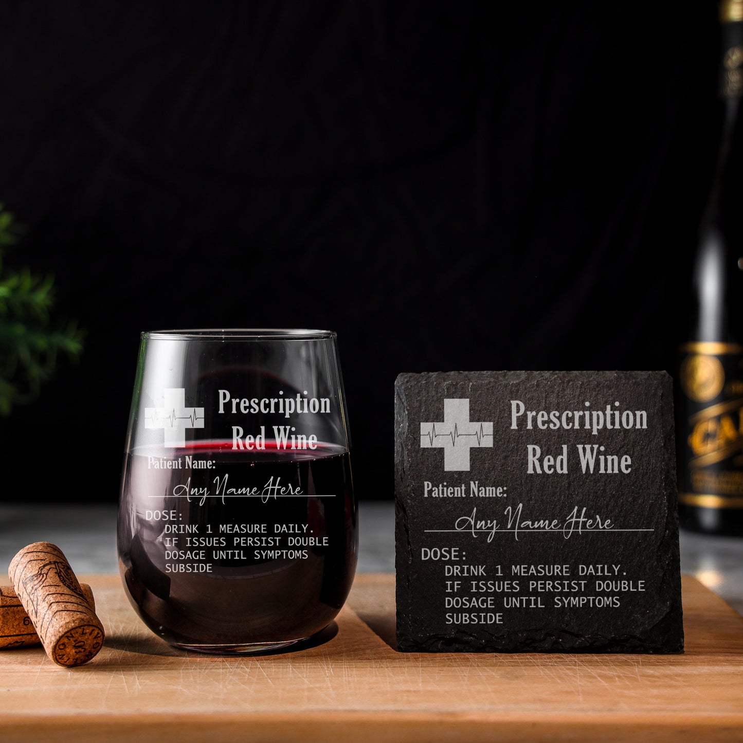 Personalised Engraved ANY GLASS ANY DRINK Prescription Design - Always Looking Good - Stemless Glass Square Coaster