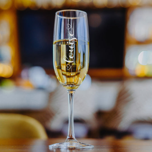 Personalised Engraved Champagne Flute | Heart design with Name  - Always Looking Good -
