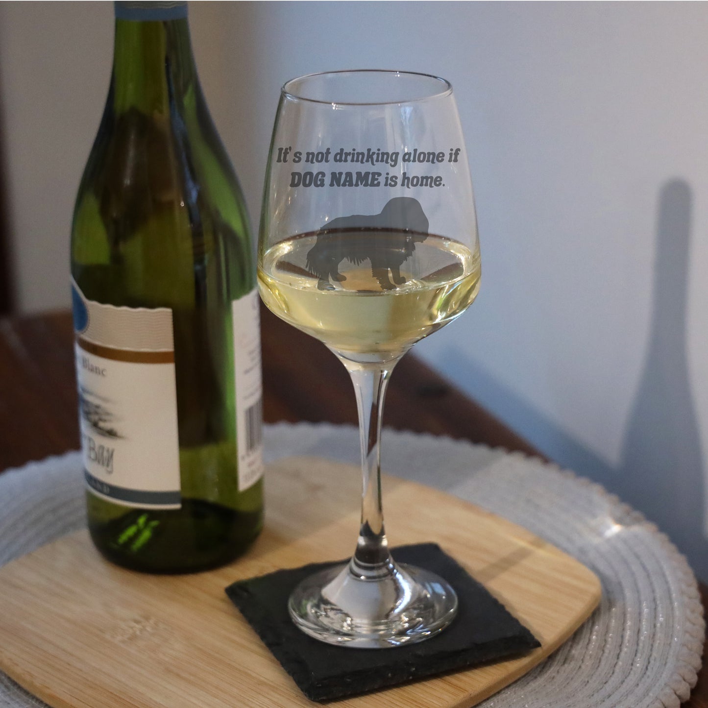 Wine Glass Engraved with Personalised Any Dog Breed - Always Looking Good - Large - Empty Glass