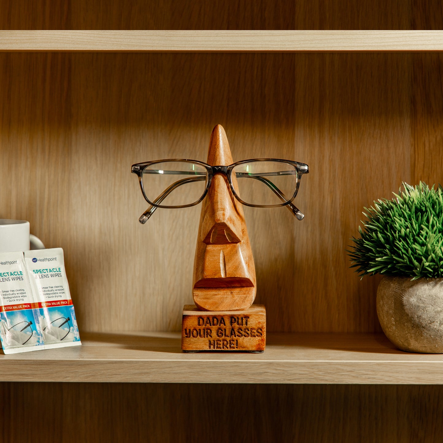 Face Engraved Wooden Glasses Stand Personalised with Name
- Always Looking Good -