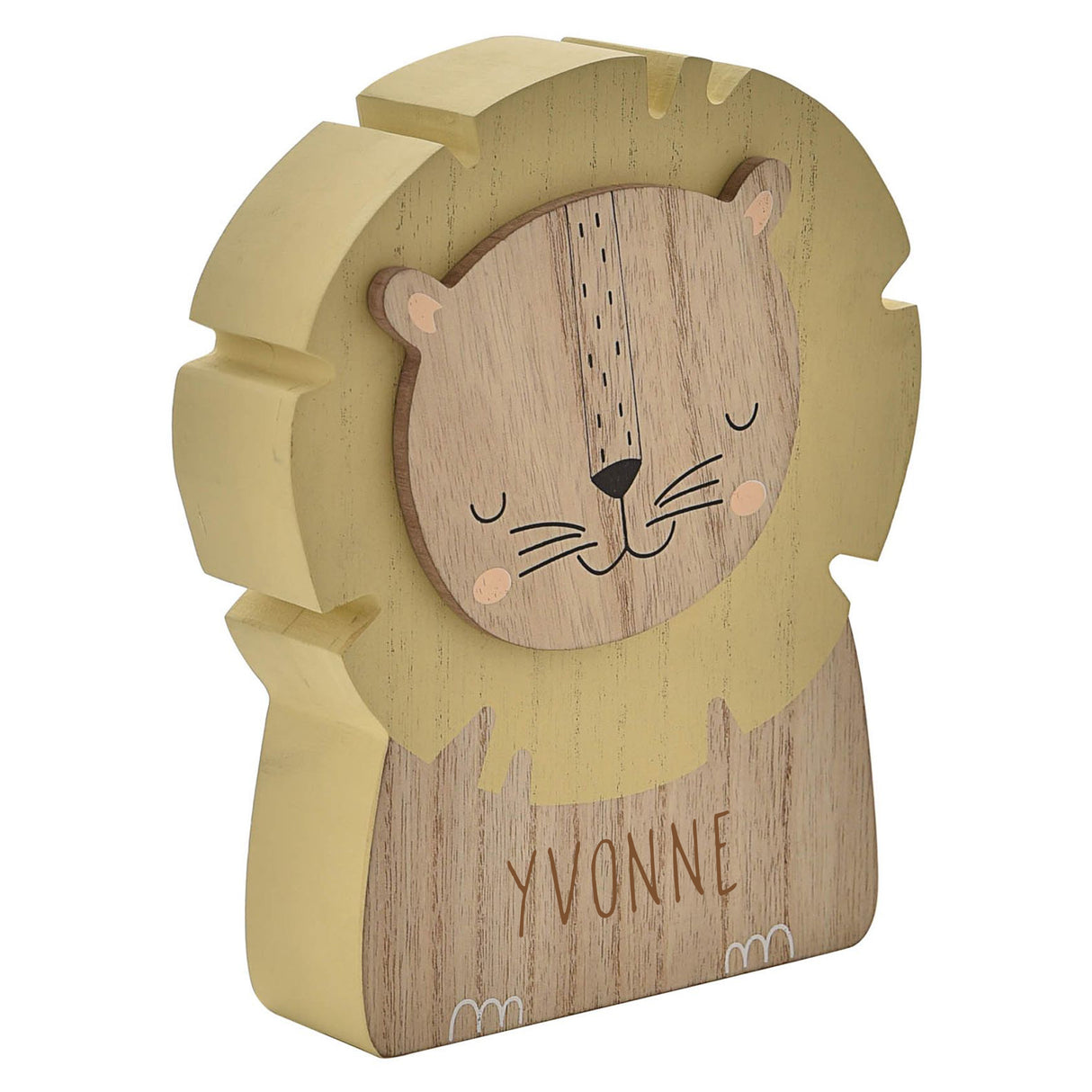 Personalised Engraved Kids Lion Money Box with Name - Always Looking Good -