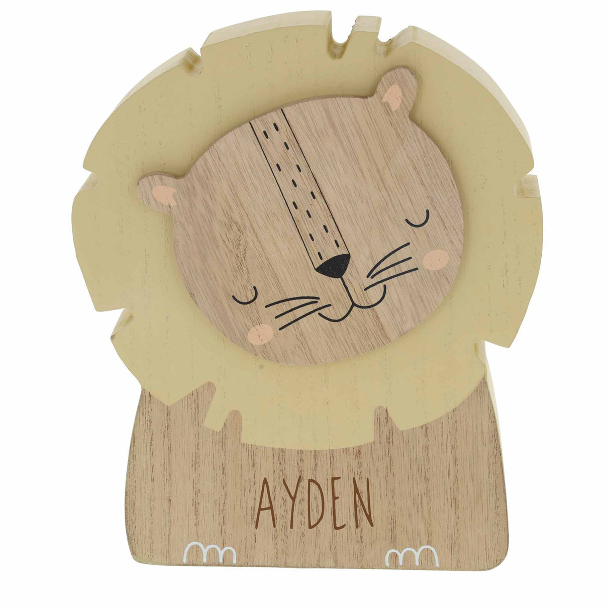Personalised Engraved Kids Lion Money Box with Name - Always Looking Good -