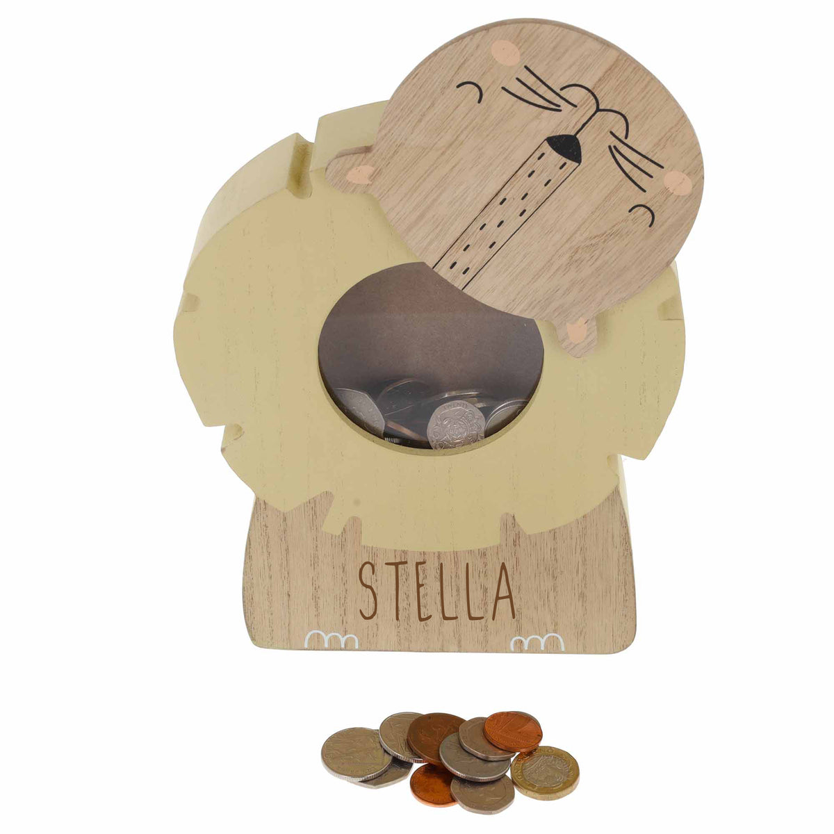 Personalised Engraved Kids Lion Money Box with Name - Always Looking Good -