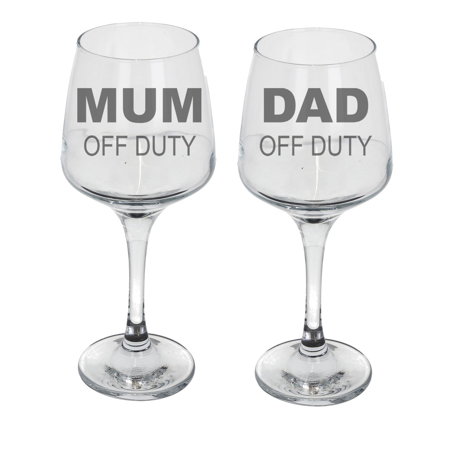 Engraved "Mum and Dad Off Duty" Novelty Matching Wine Glass and/or Coaster Set - Always Looking Good -