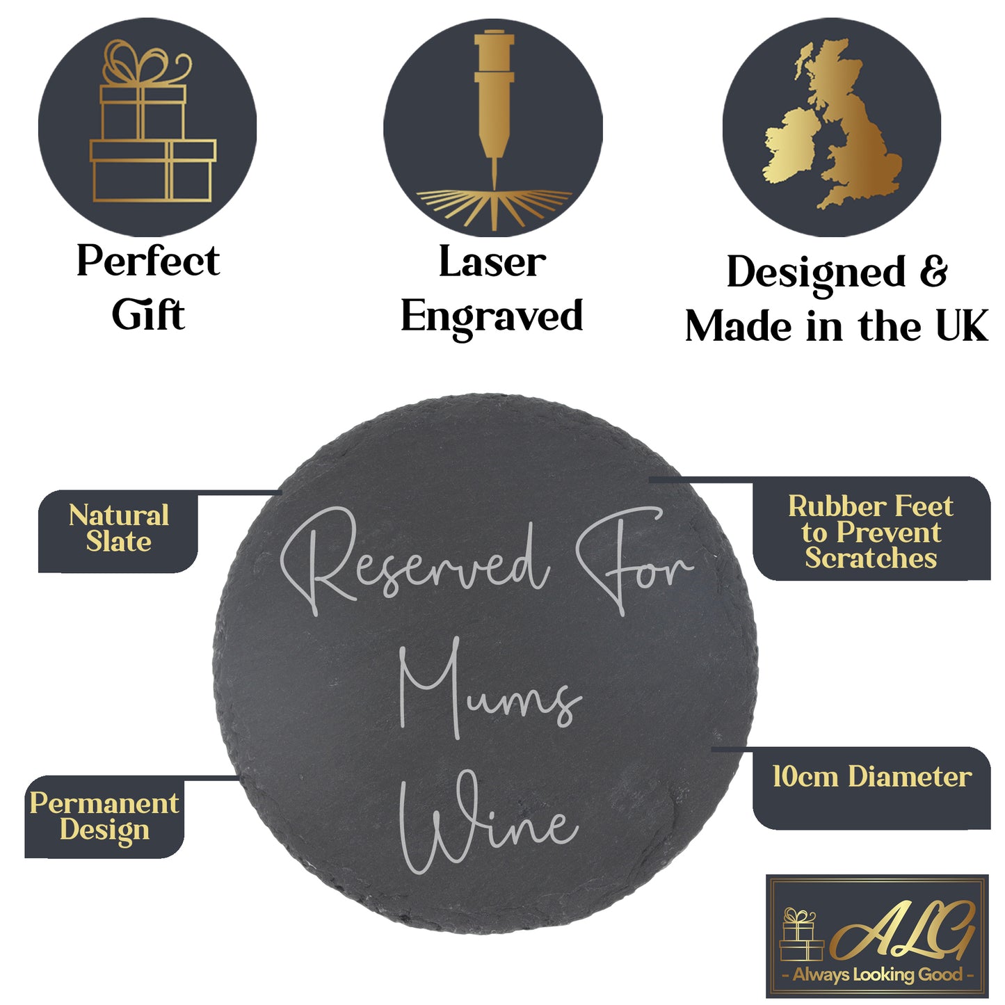 Engraved Wine Glass for Mum Engraved Glass and/or Coaster Gift Set - Always Looking Good -