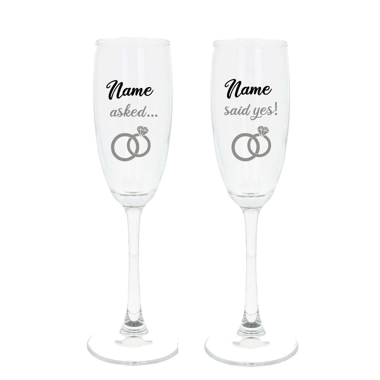 Personalised Engraved Engagement Champagne Flute Glass Set "Asked...Said Yes..." - Always Looking Good -