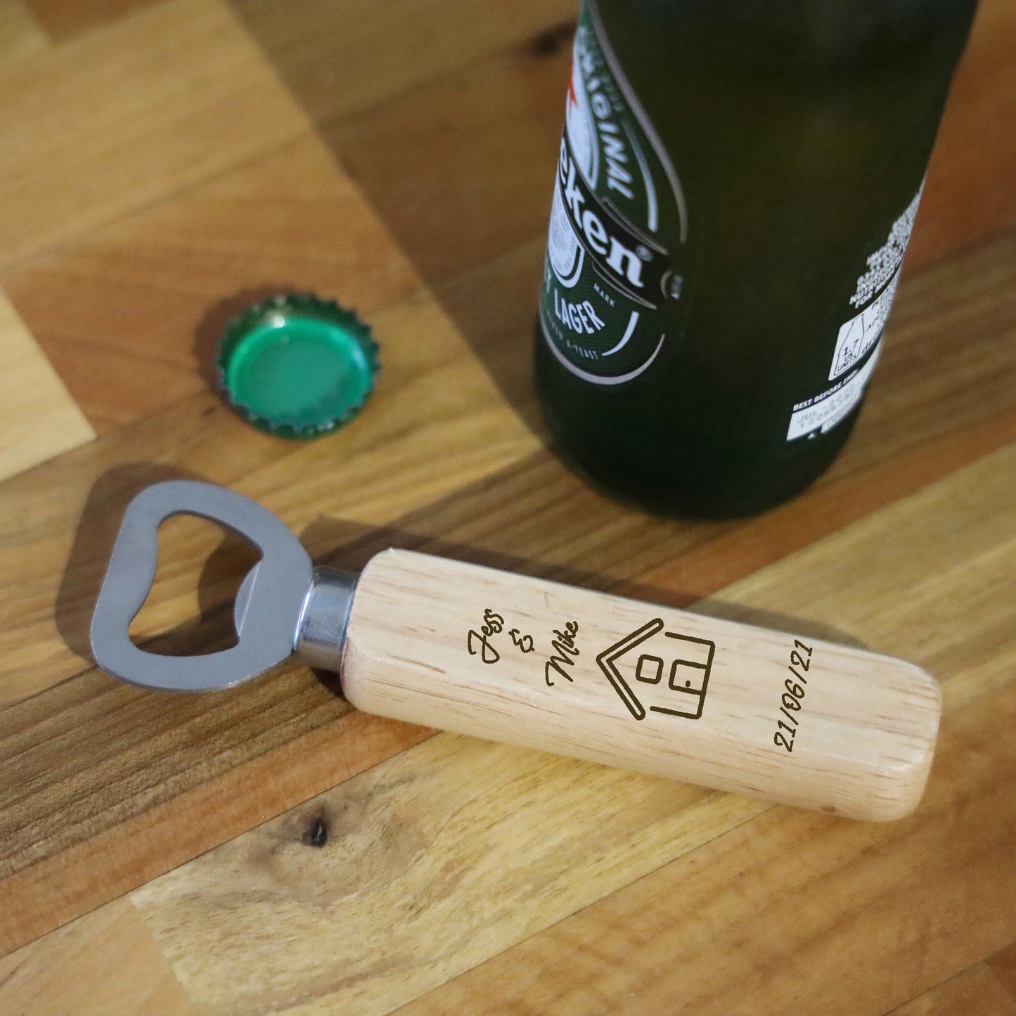 Personalised Engraved Wooden Bottle Opener New Home Gift - Always Looking Good -