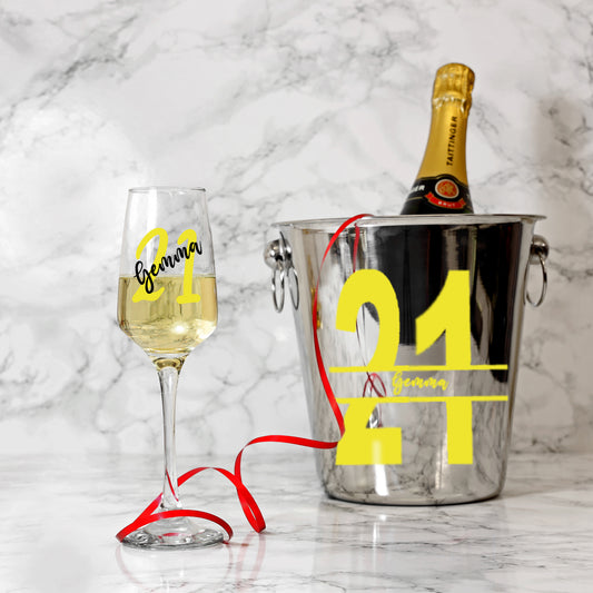 Personalised 21st Birthday Ice Bucket & Glass Gift with Name - Always Looking Good -