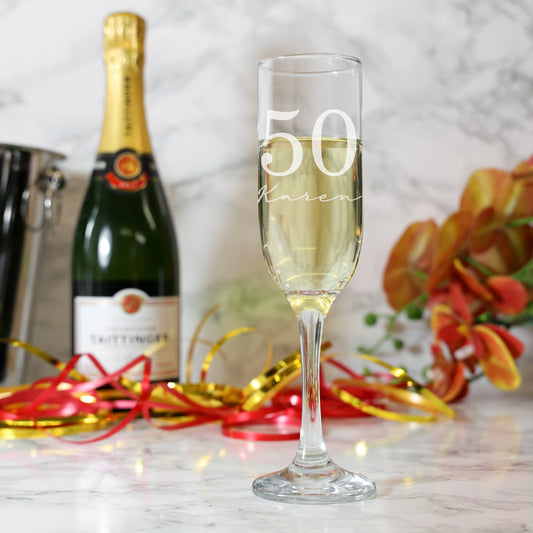 Personalised Engraved Big Birthday Champagne Flute Filled Occasion Glass - Always Looking Good -