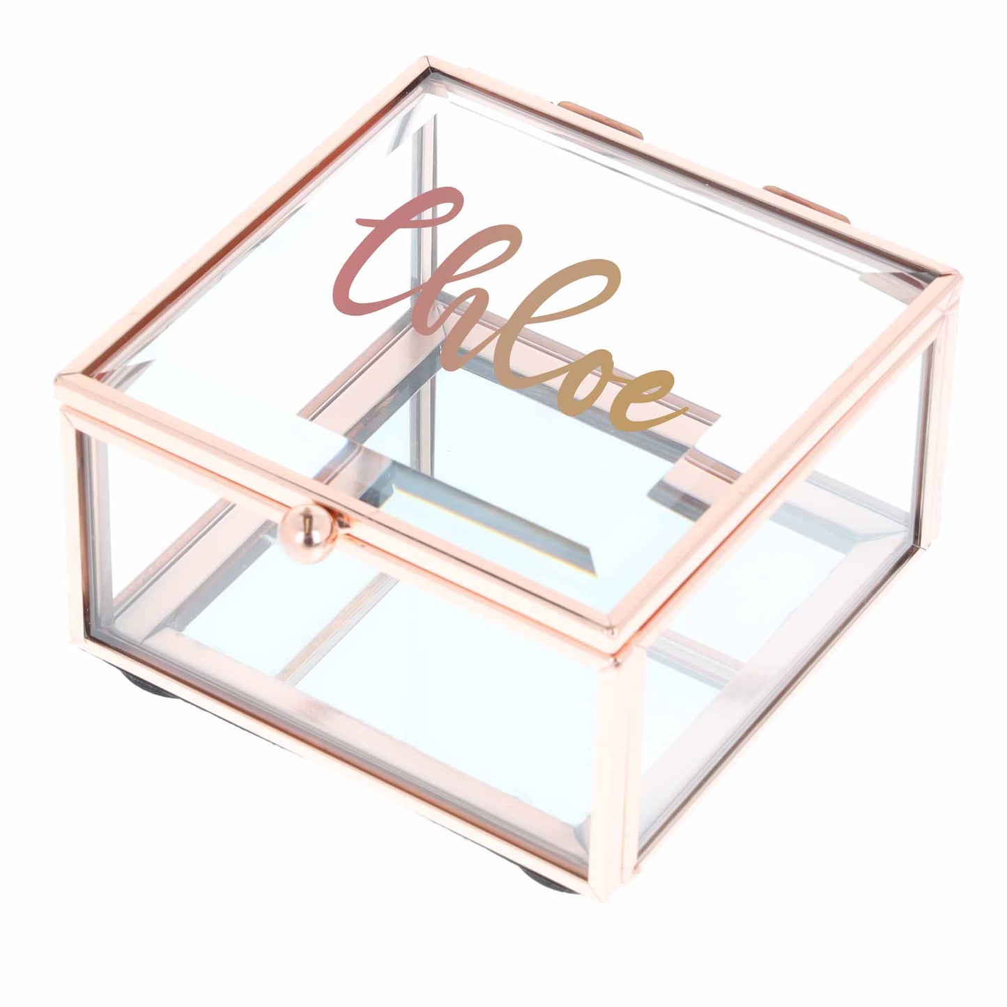 Personalised Rose Gold Mirrored Jewellery Box – Customised Trinket Gift - Always Looking Good -