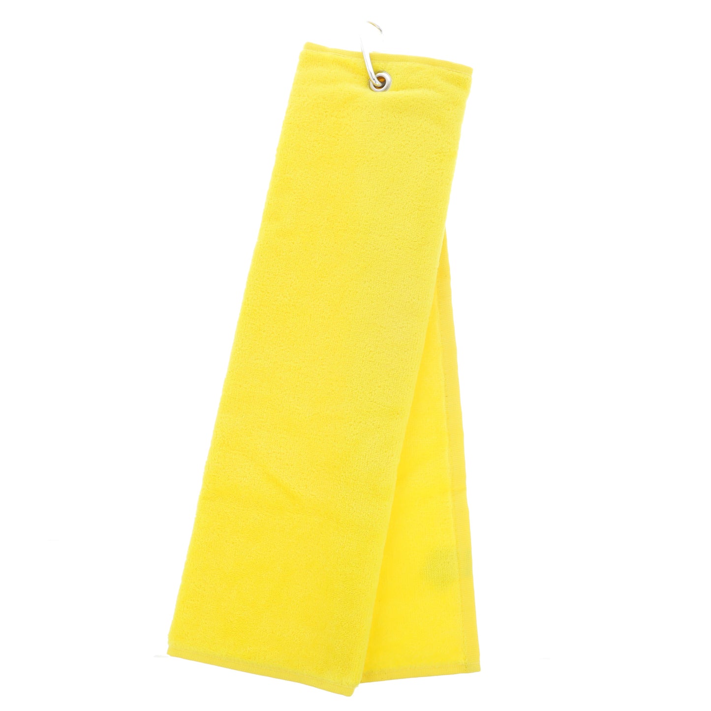 Personalised Embroidered Tri Fold GOLF Towel Trifold Towel with Carabiner Clip - Always Looking Good - Yellow