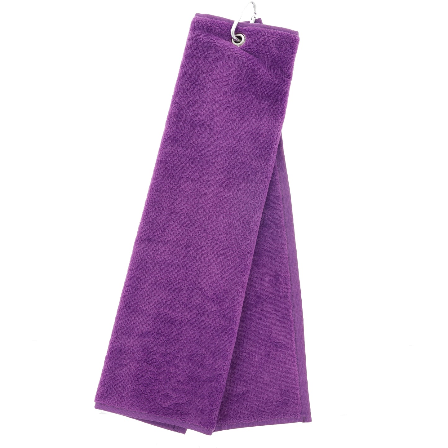 Personalised Embroidered Tri Fold GOLF Towel Trifold Towel with Carabiner Clip - Always Looking Good - Purple