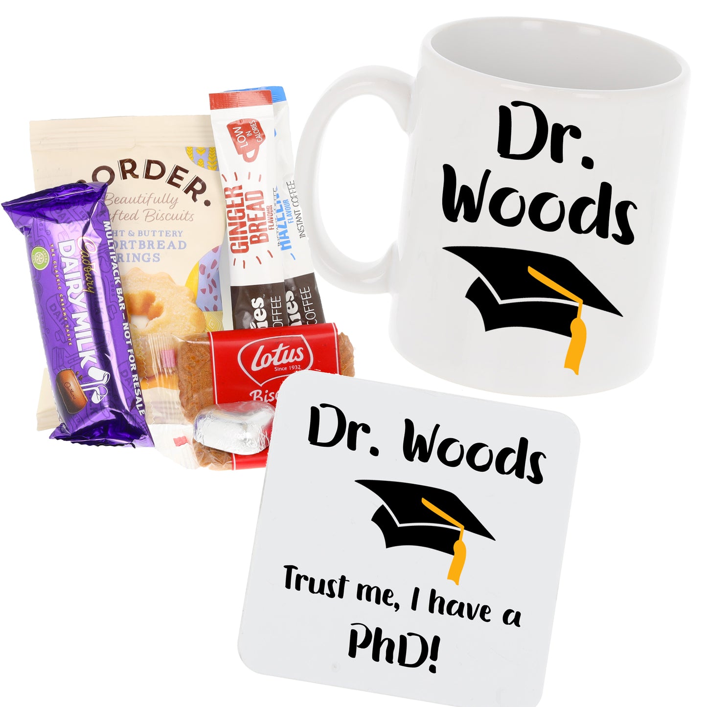 Personalised 'Trust me, I have a PhD' Mug and Coaster Graduation Present - Always Looking Good -