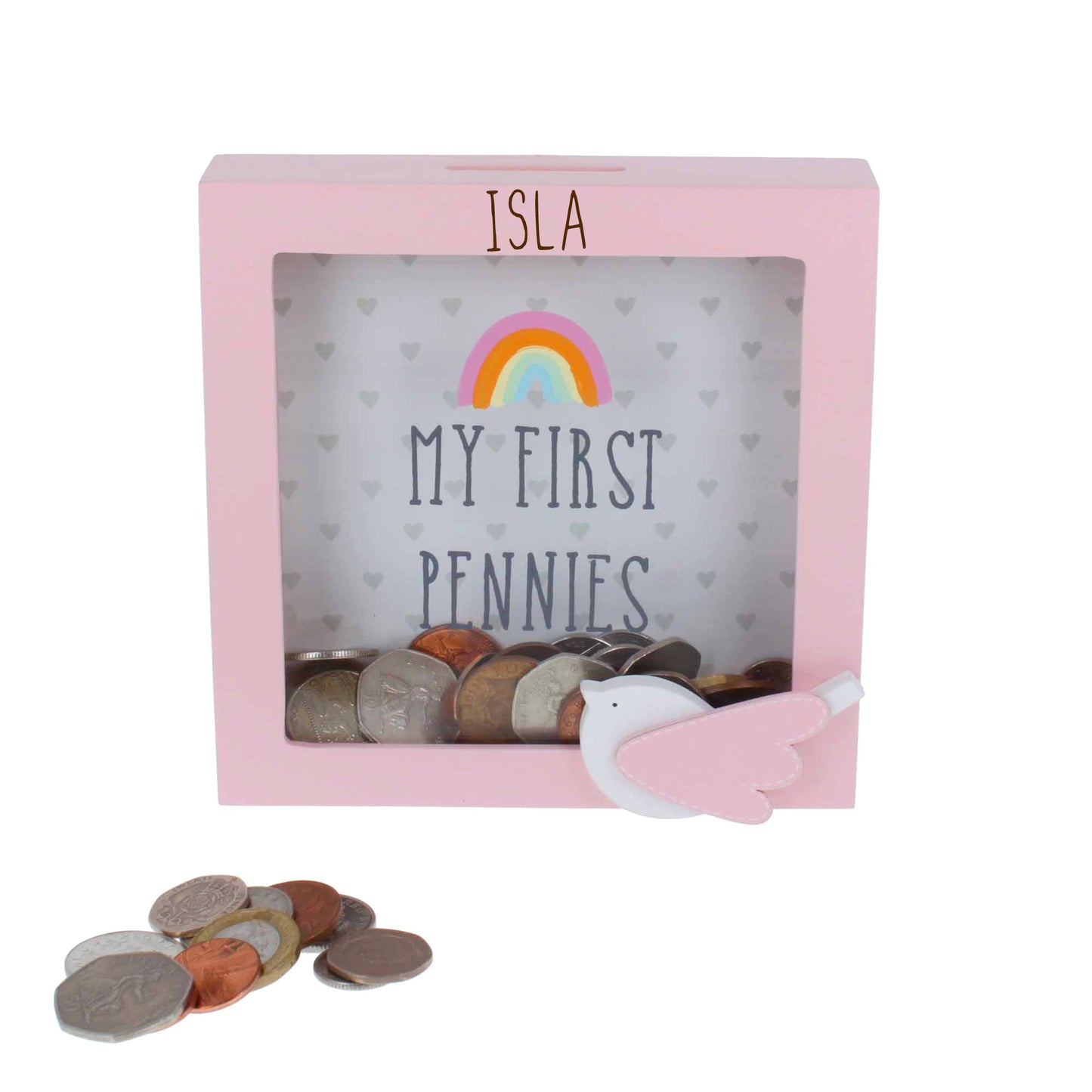 Personalised Engraved Pink Money Box Frame Piggy Bank New Baby Girl Gift - Always Looking Good -