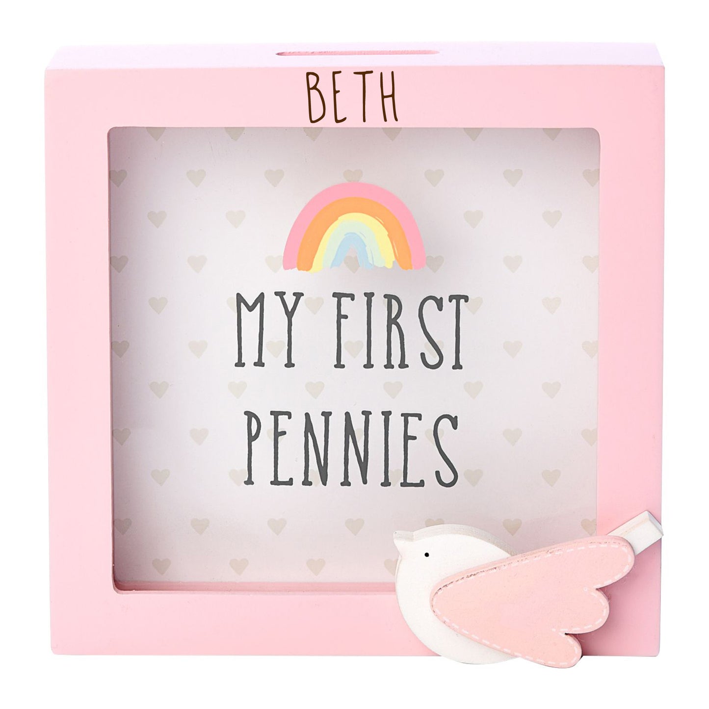 Personalised Engraved Pink Money Box Frame Piggy Bank New Baby Girl Gift - Always Looking Good -
