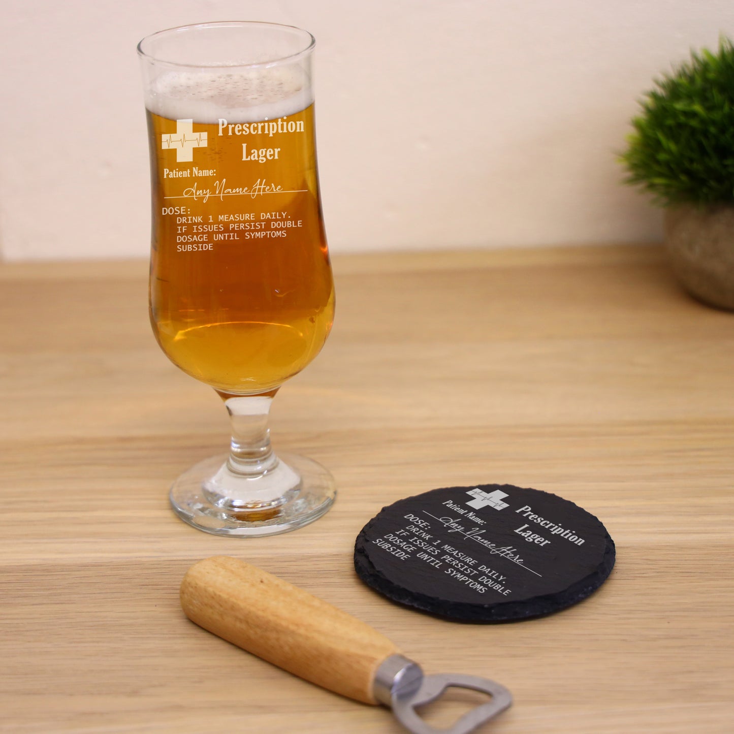 Personalised Engraved ANY GLASS ANY DRINK Prescription Design - Always Looking Good - Hurricane Pint Glass Round Coaster