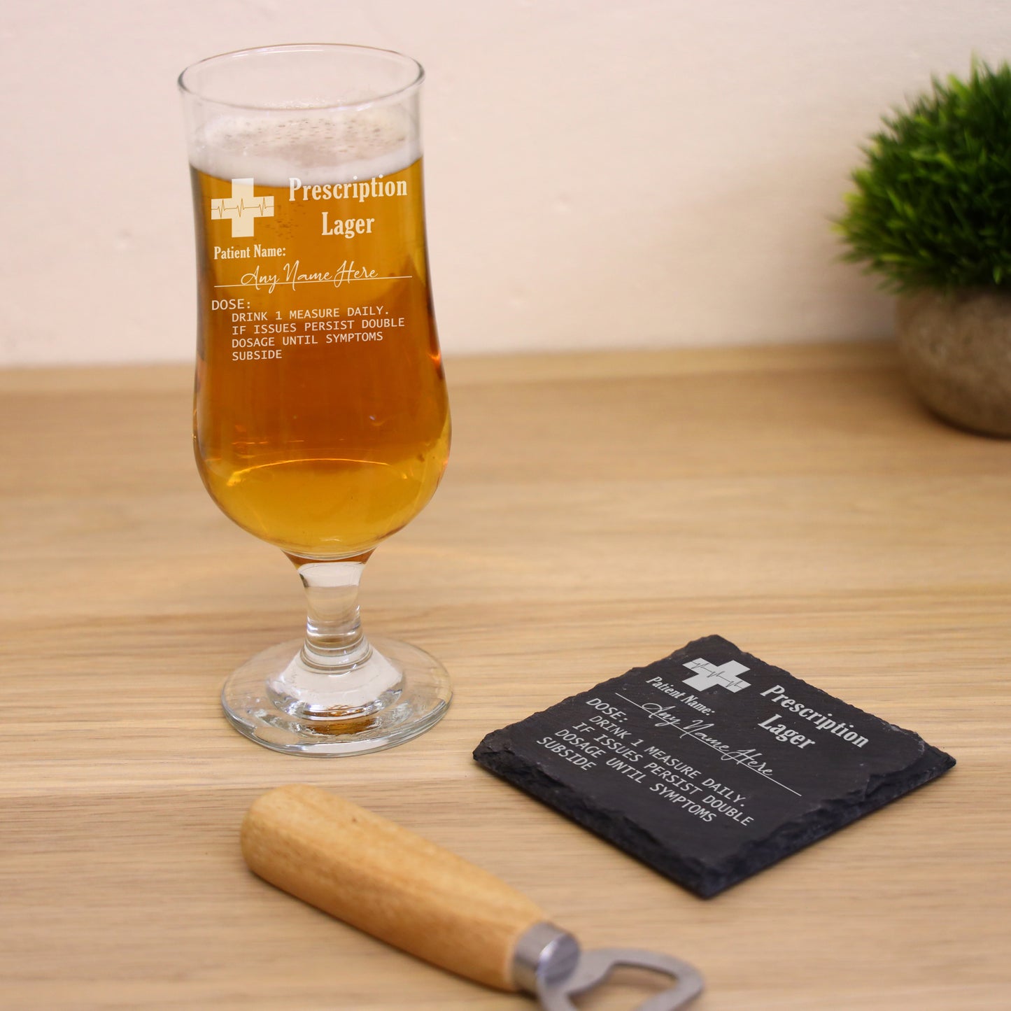 Personalised Engraved ANY GLASS ANY DRINK Prescription Design - Always Looking Good - Hurricane Pint Glass Square Coaster