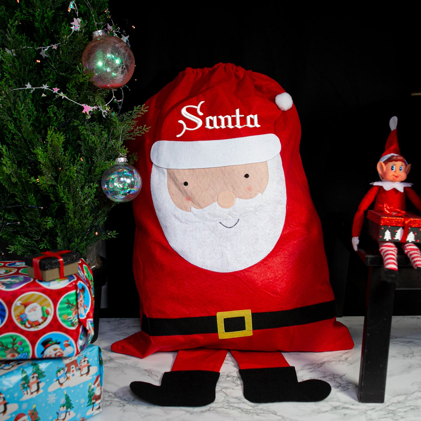 Vinyled Christmas Stocking and Present Sack Personalised with Name Kids Christmas Eve Set - Always Looking Good -