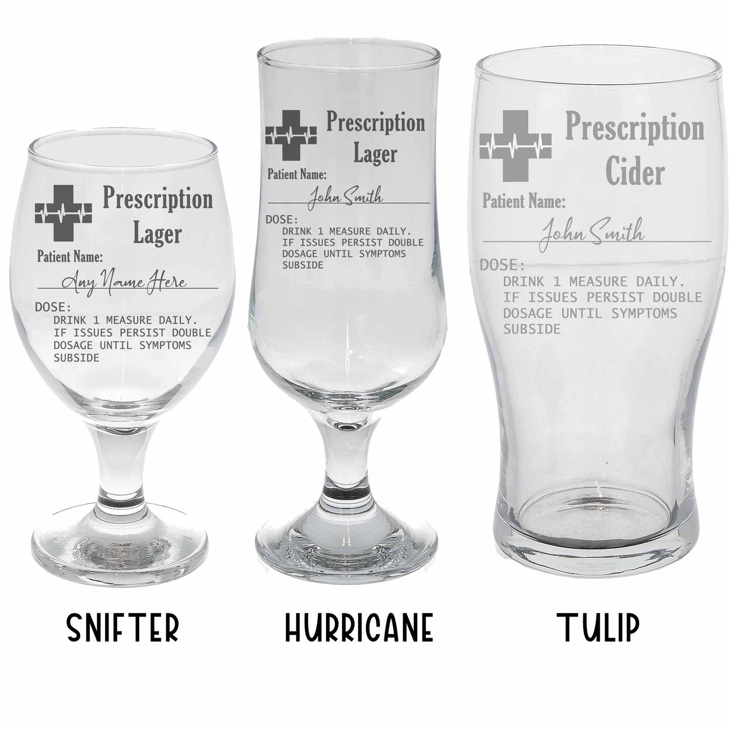 Personalised Engraved ANY GLASS ANY DRINK Prescription Design - Always Looking Good -