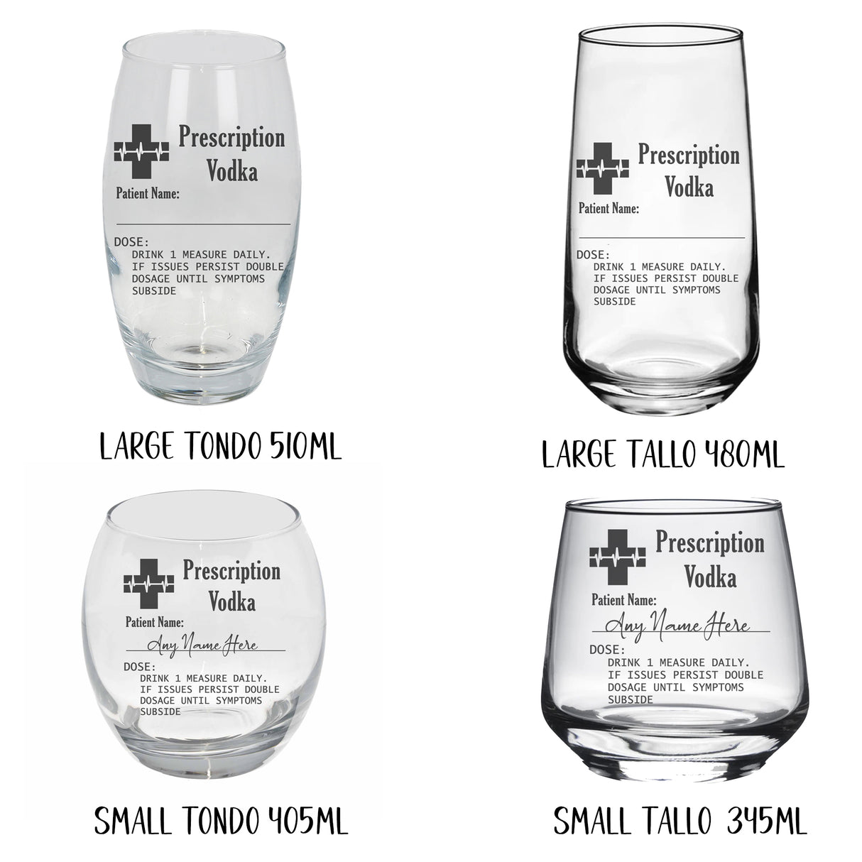 Personalised Engraved ANY GLASS ANY DRINK Prescription Design - Always Looking Good -