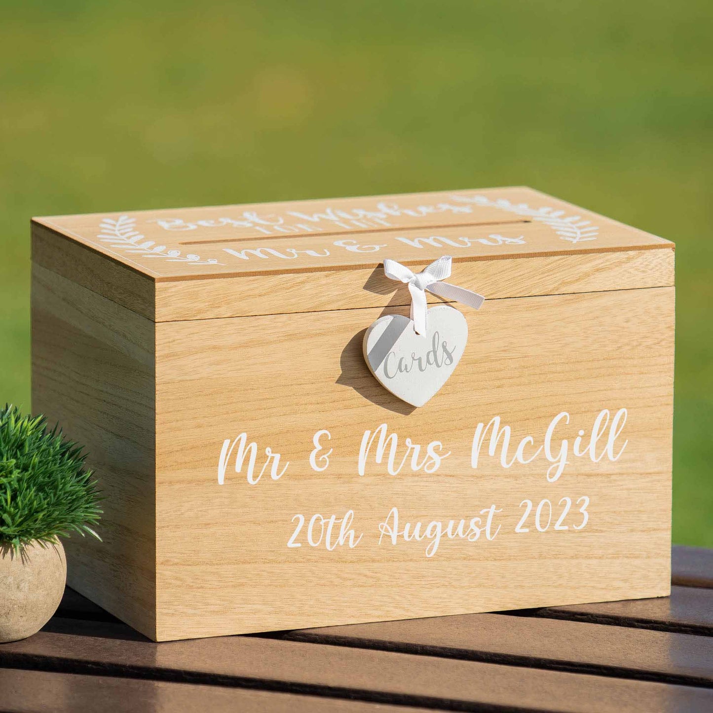 Personalised Wedding Card Box – Wooden Memory Keepsake- Always Looking Good -