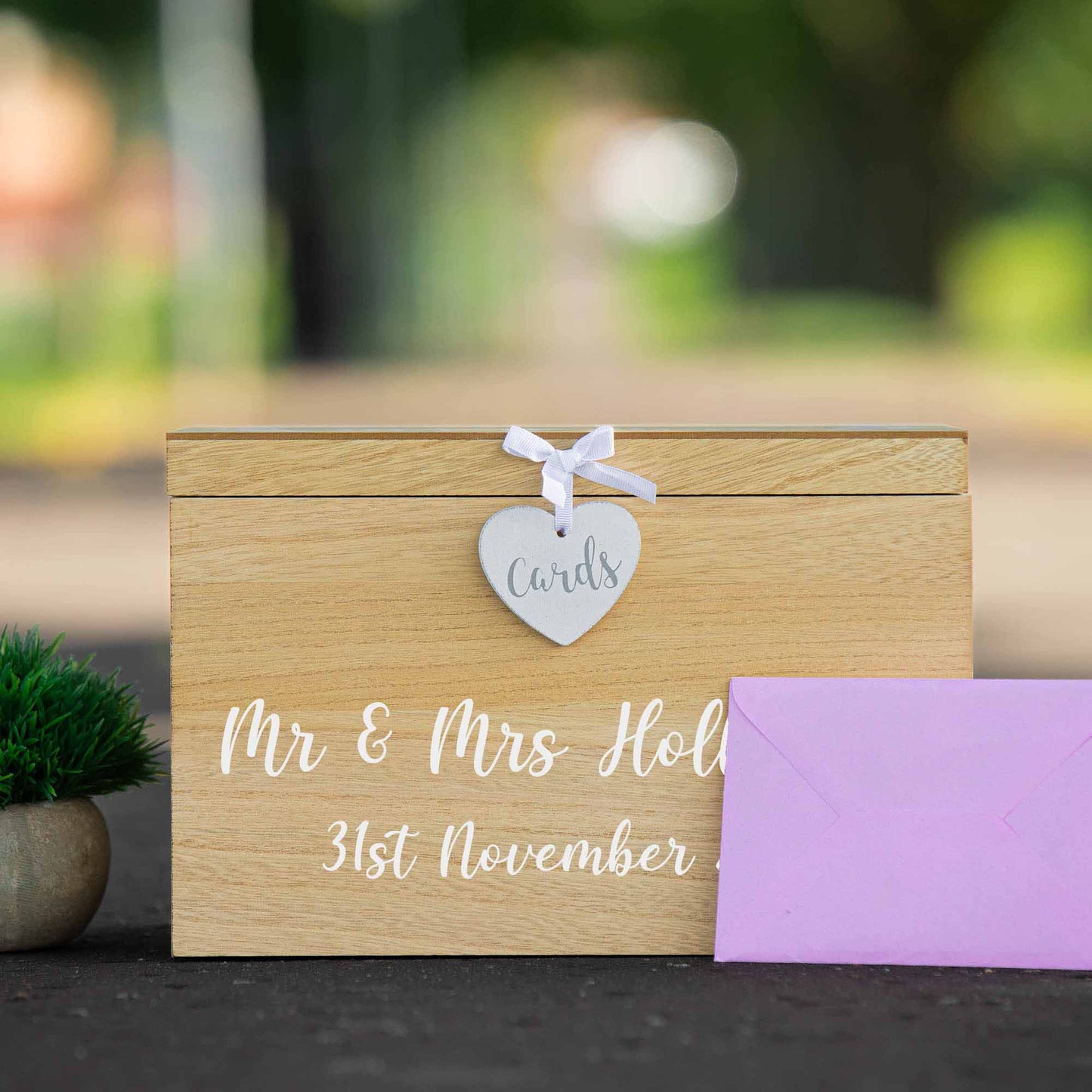 Personalised Wedding Card Box – Wooden Memory Keepsake- Always Looking Good -