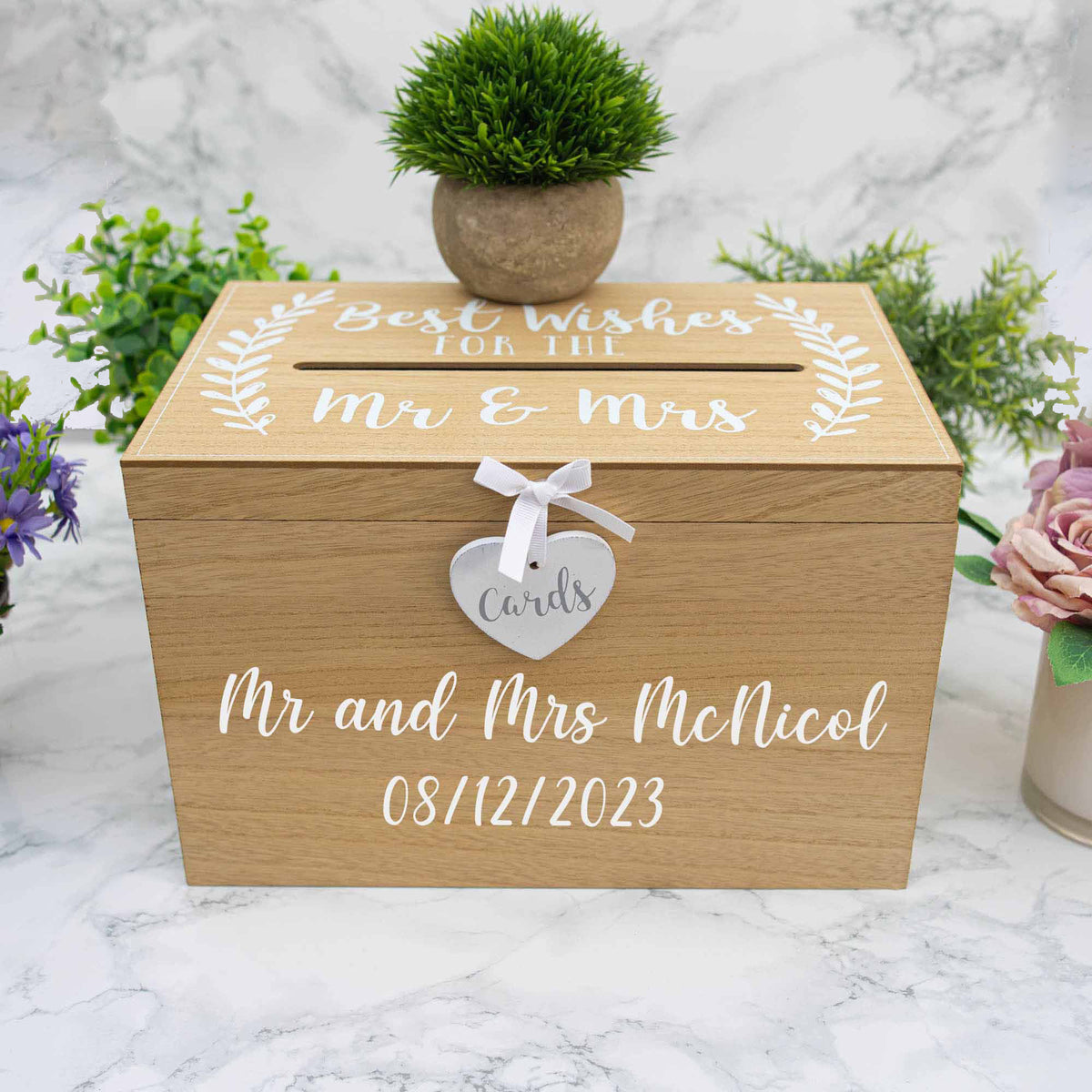 Personalised Wedding Card Box – Wooden Memory Keepsake- Always Looking Good -
