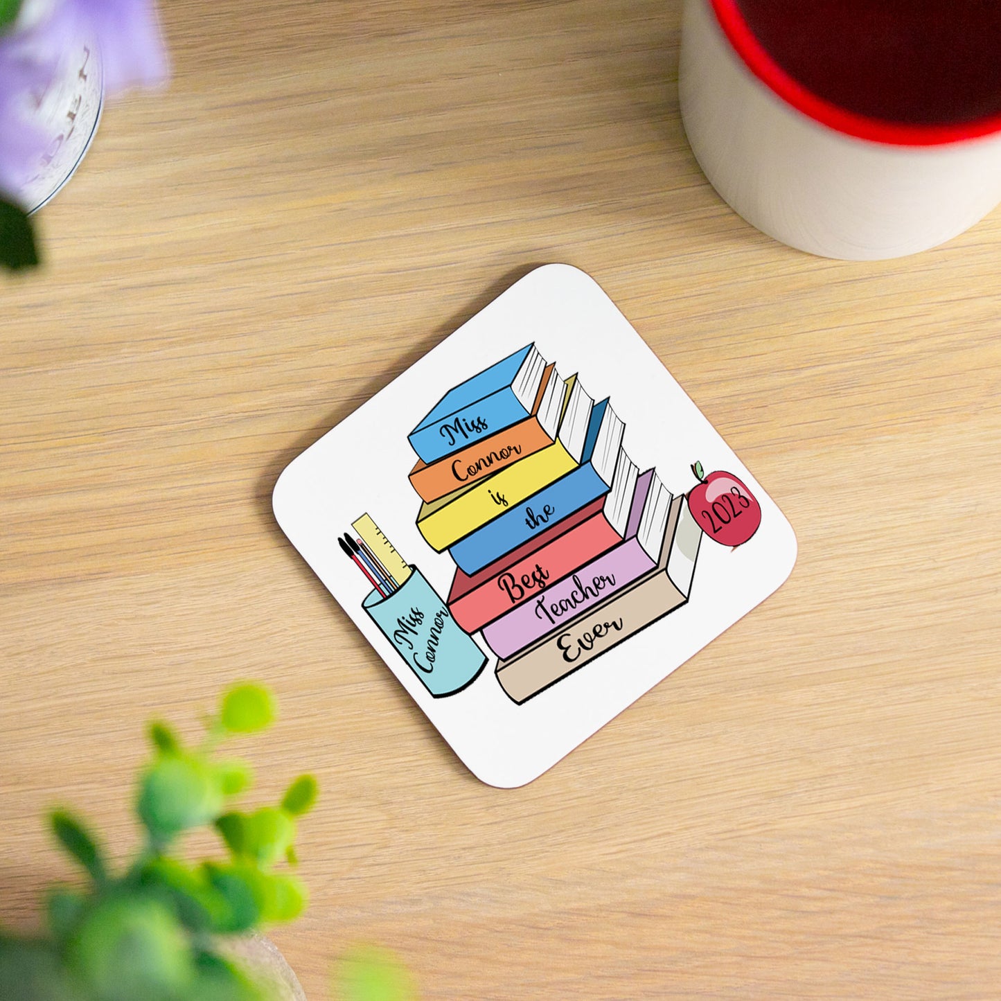 Personalised Teacher Thank You Gift Filled Mug & Coaster Set Blue - Always Looking Good -