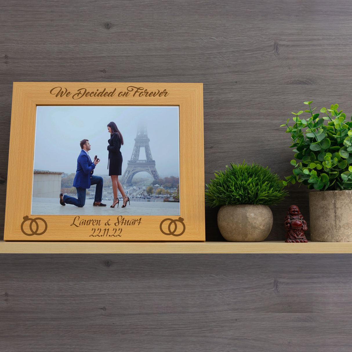 Personalised Wooden Engraved "We Decided on Forever" Engagement Picture Frame - Always Looking Good -