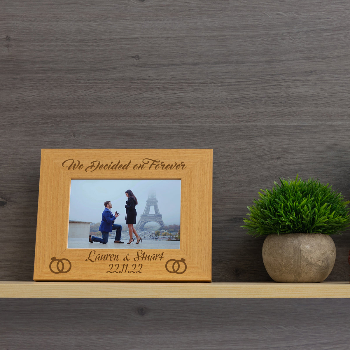 Personalised Wooden Engraved "We Decided on Forever" Engagement Picture Frame - Always Looking Good -