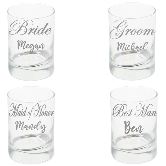 Personalised Engraved Bridal Party Shot Glass Set x4 - Always Looking Good -