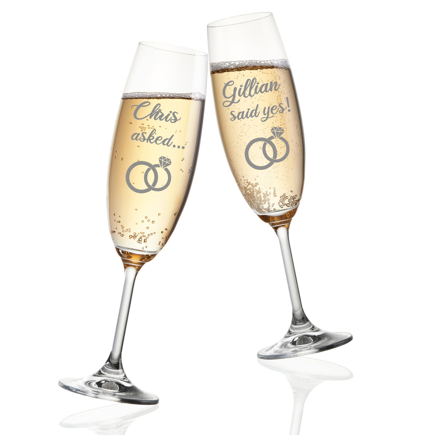 Personalised Engraved Engagement Champagne Flute Glass Set "Asked...Said Yes..." - Always Looking Good -