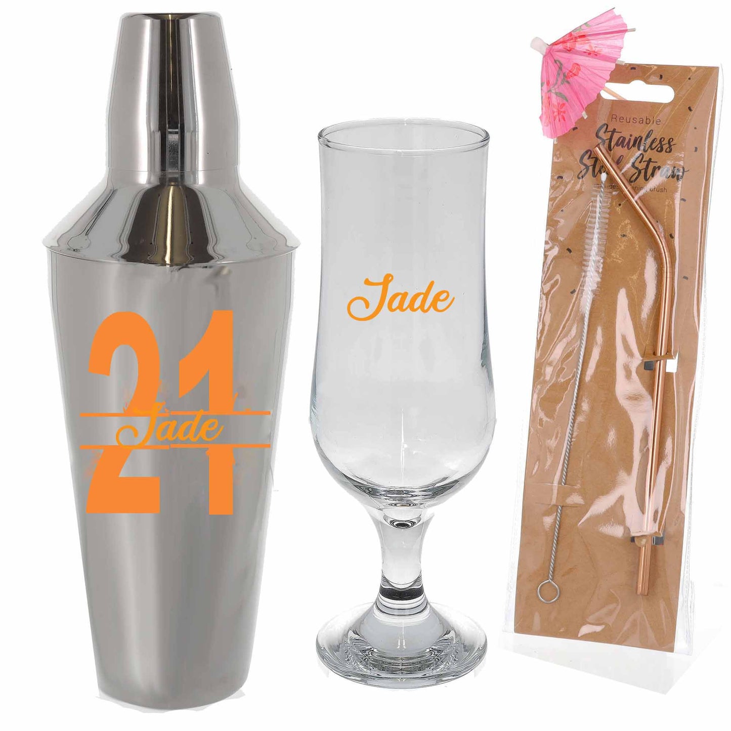 Personalised 21st Birthday Cocktail Shaker & Pina Colada Glass Gift Set - Always Looking Good -