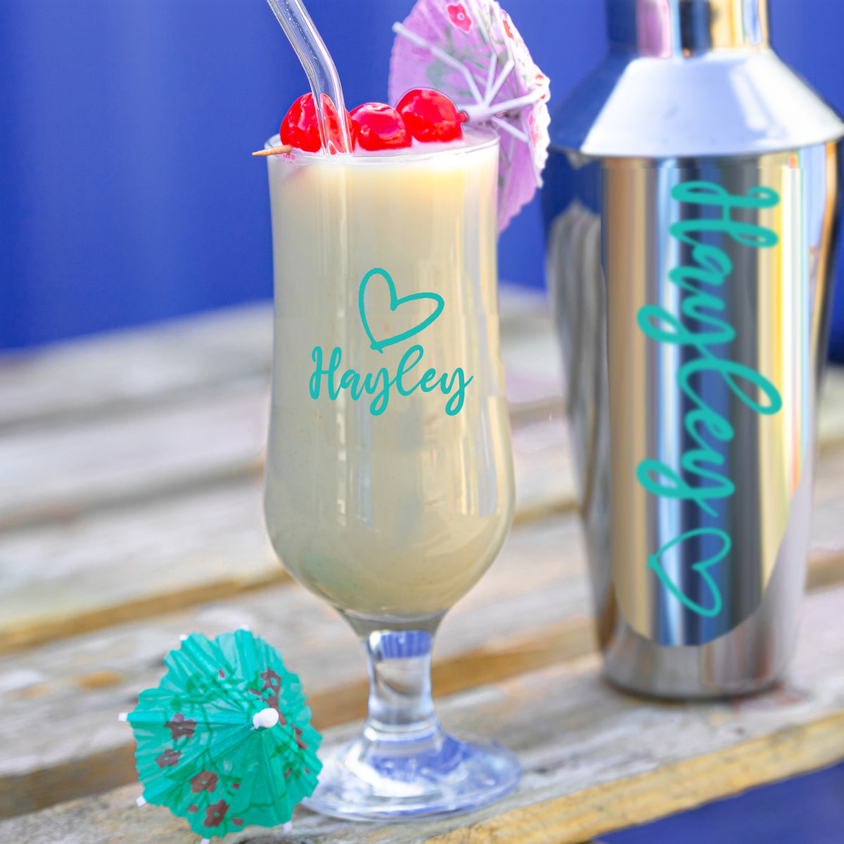 Personalised Cocktail Shaker & Pina Colada Glass Gift Set - Always Looking Good -
