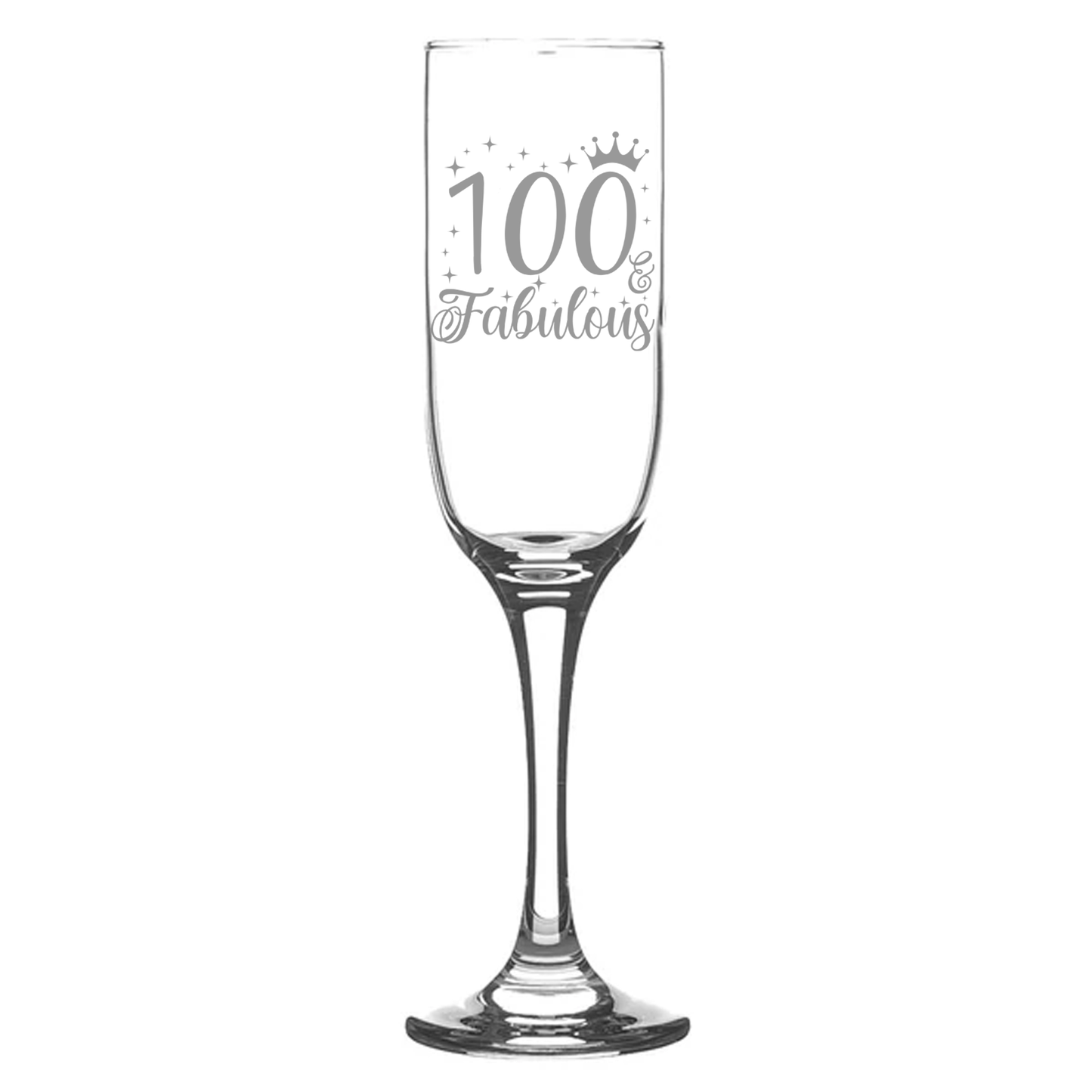 100 & Fabulous Engraved Champagne Glass and/or Coaster Set  - Always Looking Good - Champagne Glass On Its Own  