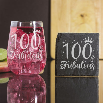 AGE & Fabulous Gifts - Engraved Gin Glass & Coaster For Birthday (18-100)