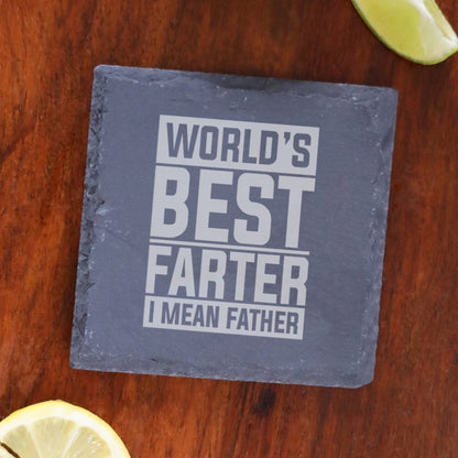 Best Farter I Mean Father Laser Engraved Glass Coffee Mug & Coaster Set for Dad