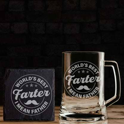 Engraved Beer Tankard Glass Stein for Dad - Funny Gifts for Dad