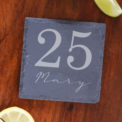 Personalised Beer Stein Glass & Coaster – Engraved with Age & Name Gift Set