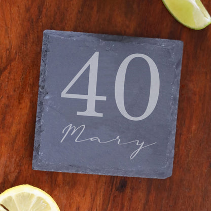 Age & Name Birthday Engraved Glass Coffee Mug & Coaster – Birthday Gift Set