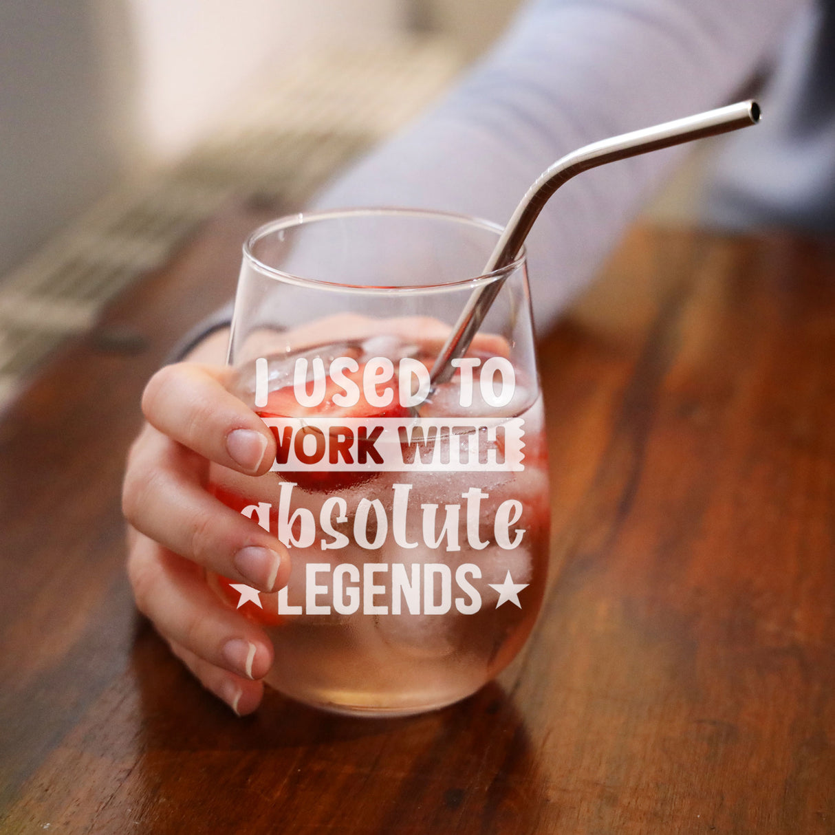 I Used to Work with Absolute Legends Engraved Stemless Gin Glass – Funny Leaving Gift