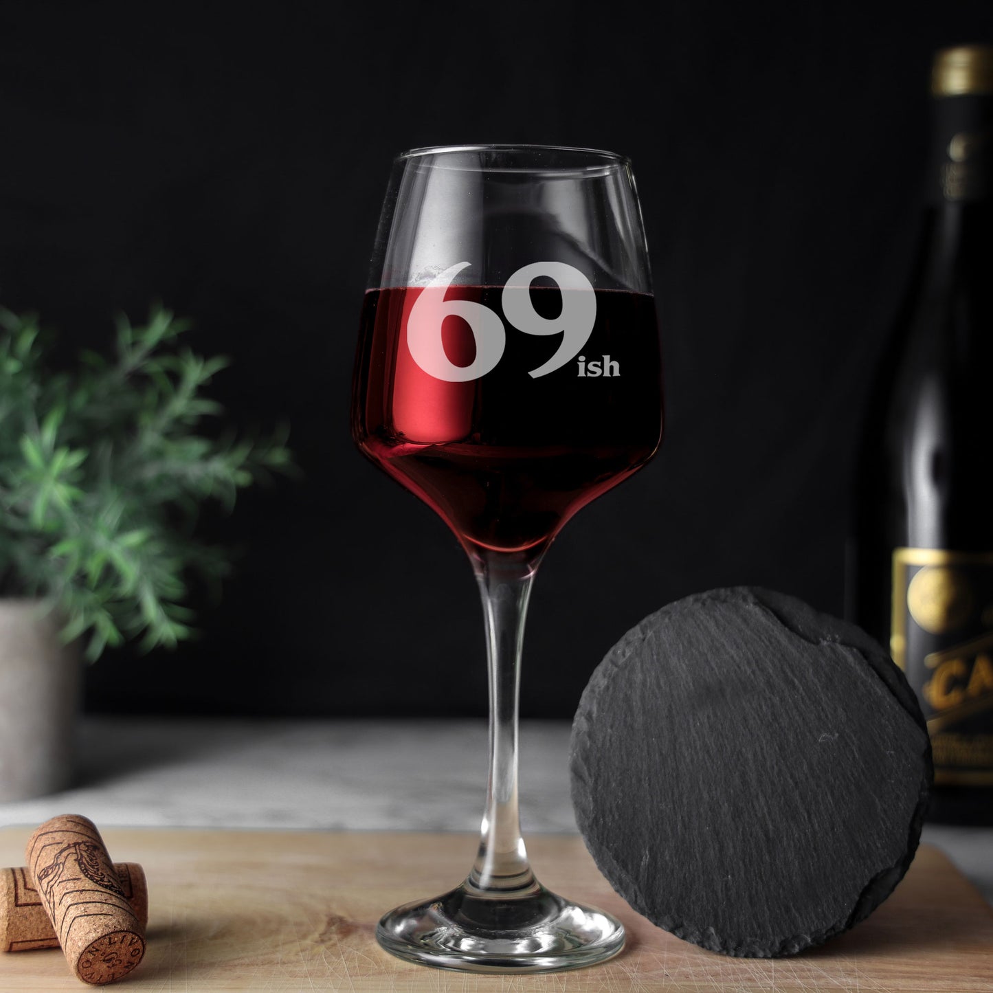 69ish (70th Birthday) Wine Glass and/or Coaster Set