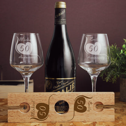 Wine Glass Gift Set For Wedding Anniversary, Engraved Any Year